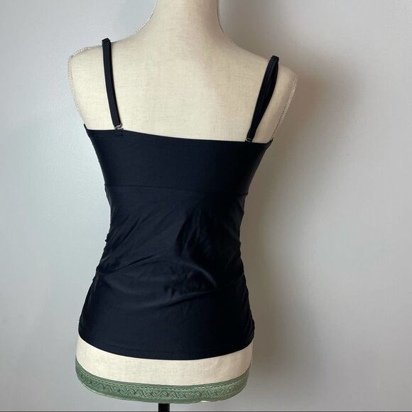 Croft & Barrow Solid Black & Green Floral Swim Top Removeable Straps size 6 - Picture 7 of 11